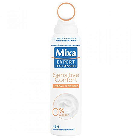 Mixa - Deodorant für Damen, Zerstäuber, Anti-Transpirant, 48 Stunden, Sensitive Komfort, hypoallergen – 150 ml
