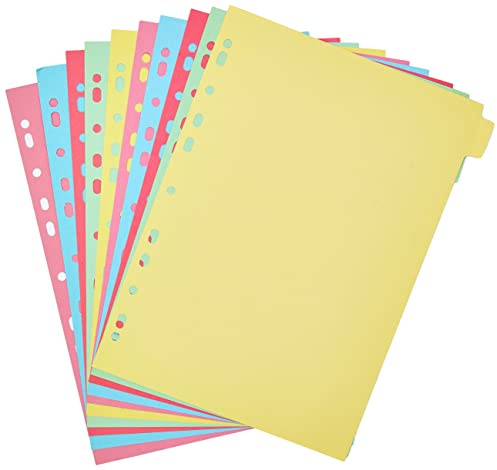 5 Star Office Subject Dividers Multipunched Manilla Card 10-Part A4 Assorted