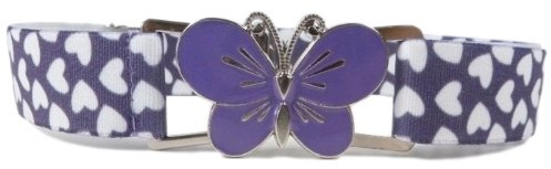 Olata Cintura Elastica da Bambina, Fibbia con Farfalla o a Fiore (1-6 Anni). Cuore Lilla/Farfalla Lilla