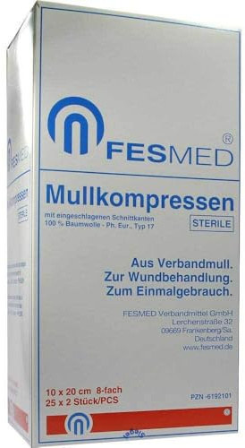 MULLKOMPRESSEN ES 10x20 cm steril 8fach 25X2 St