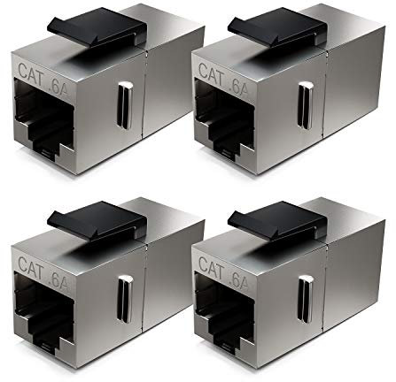 deleyCON 4x CAT6a Keystone Modulo Cavo Patch Accoppiamento Connettore Schermato 2x Presa RJ45 Rete Patch Panel Staffa Keystone Estensione