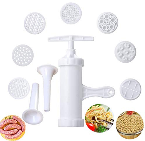 Pasta Maker Manual Noodle Maker Press Vegetables Juice with 9 Pressing Moulds for Making Spaghetti Fettuccine Noodles