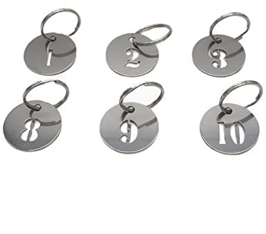 NanTun Etiquetas numeradas para llaves de 1 pulgada, llaveros de acero inoxidable 304 con anillos, duraderos e impermeables para una fácil organización