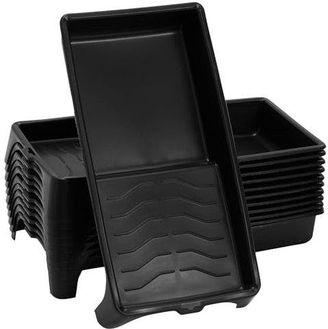 12 Farbwannen aus Kunststoff für Malerarbeiten, schwarz, 28 x 14 x 4 cm