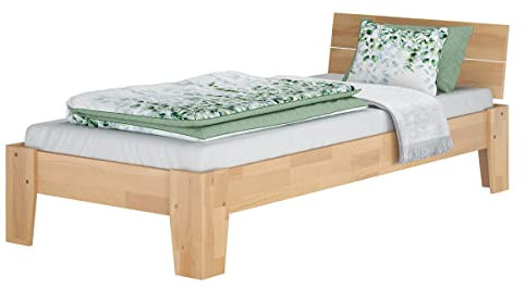 Erst-Holz®Einzelbett Buchebett lackiert Massivholz Bettrahmen Futonbett 90x200 mit wählbarem Zubehör V-60.82-09Rollrost inkl.