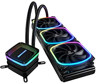 ENERMAX AQUAFUSION Adressierbare SquA RGB 360 All-In-One CPU Wasserkühler Dual Chamber Intel/AMD AM4 Support 350W+ TDP (3X 12cm SquA RGB PWM Lüfter); ELC-AQF360-SQA schwarz