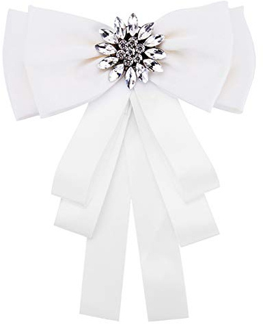 Spilla a forma di fiocco con strass e cristalli, pre legata, papillon nero per collare, gioielli, cravatta, camicia, vestito, per donne e ragazze, festa di nozze