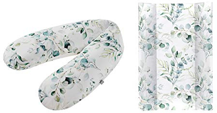Rotho Babydesign Stillkissen-Set Multi, 190 x 35 cm, Inkl. Keilwickelauflage, 70 x 50 cm, ab 0 Monate, Natural Leaves