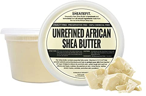 Sheanefit Raw Unrefined African Shea Butter, Natural Body Butter, Soft & Smooth Daily Moisturizer For Face & Body Ivory 16oz (Pack of 1)