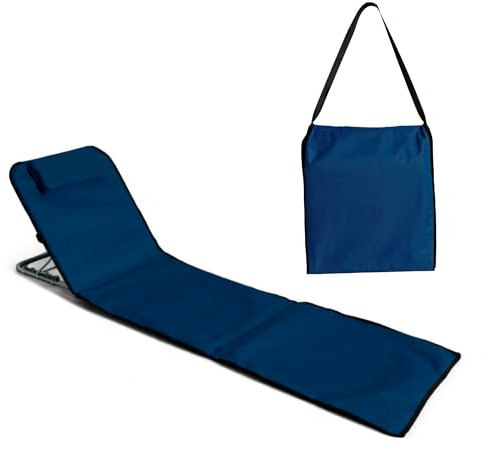 Pincho Esterilla de Playa Plegable con Respaldo Ajustable – Tumbona Portátil Ligera para Camping, Jardín y Piscina – Alfombra de Playa con Respaldo Ergonómico y Fácil Transporte (Marino x 1)
