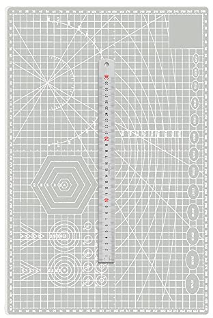 TEN-HIGH A2 självläkande skärmatta, grå 2 mm tjock, pysselunderlägg 60 cm x 45 cm, med stållinjal