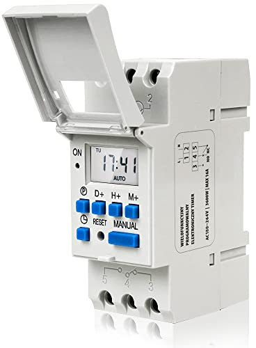 Timer Digitale Programmabile- Interruttore Orario Digitale Giornaliero LCD- Timer Digitale Programmabile Sulla Guida DIN(220V)