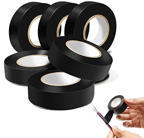 ZDYFC Isolierband Schwarz 19mm x 20m Isoband Elektriker Klebeband PVC Wasserdicht für Reparaturen und Isolierung, 6 Rollen