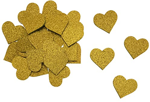 Oblique Unique® 25 Stück Holz Herzen Glitzer Konfetti Holzdeko Tischdeko Streudeko zur Verzierung Dekoration für JGA Hochzeit Valentinstag Party zum Basteln (Gold)