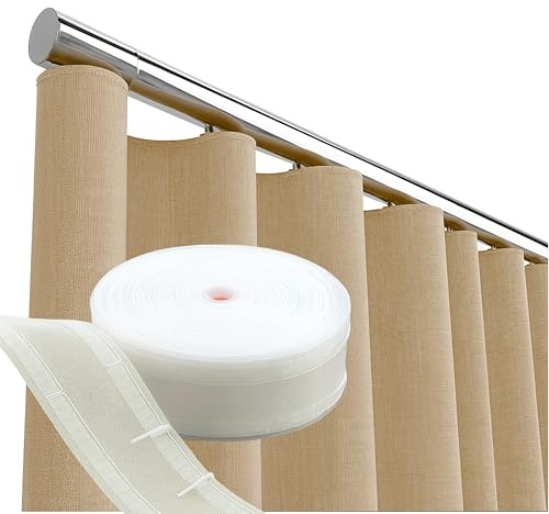 Byour3 – Wellenvorhangbänder – transparentes Vorhangband für Vorhangsaumband für Innenvorhänge mit Taschen für Kunststoffhaken Gardinenband Küchen Vorhänge (Welle, 5 Meter)