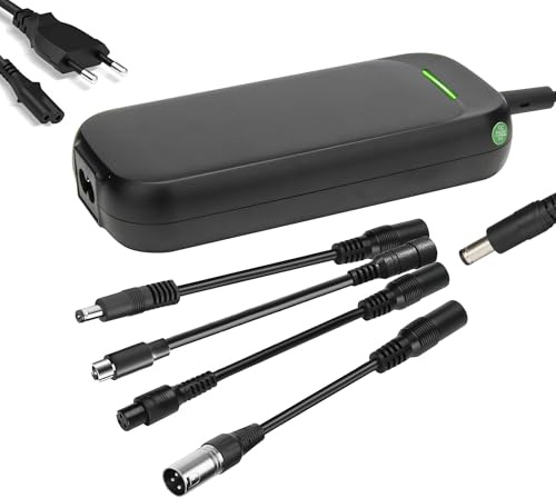 Xietongpo 42V 2A Ladegerät für Scooter, Ebike, Hoverboard Ladegerät für 36V Elektrofahrräder, Elektrischen Selbstausgleichender Roller, mit 5 Anschlüssen DC5.5mm 3-poligen XLR