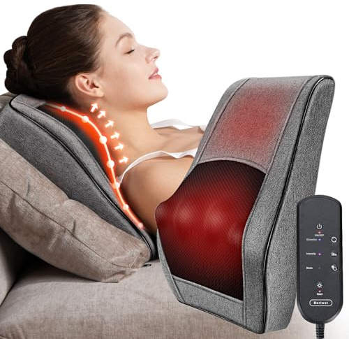 Boriwat Back Massager with Heat, Neck Massager for Pain Relief Deep Tissue, 3D Kneading Massage Pillow for Back, Neck, Shoulder, Legs, Gifts for Women Men Mom Dad