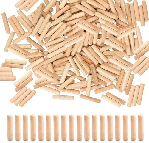 Holzdübel 6mm Dübel Holz 300 Stk Riffeldübel Holzstifte Dübel Buche Holzdübel für Möbel Holzbearbeitung Tischler Bastelprojekt