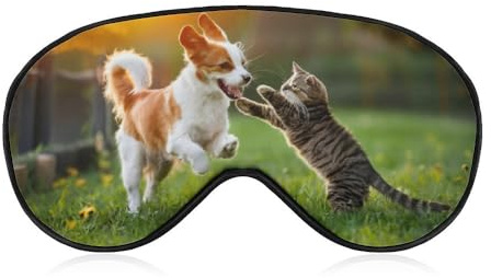 Herzerwärmende Schlafmaske für Hunde und Katzen, mit verstellbarem Riemen, bequeme weiche Augenmaske, Schlafhilfe, lichtblockierende Augenmasken