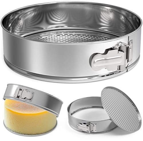 ZeroPone Molde desmontable de 7 pulgadas, molde de acero inoxidable para tartas de queso, molde antiadherente con parte inferior extraíble, molde redondo para hornear, molde con forma de resorte para