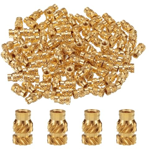 QUARKZMAN 100 Stück M3 Gewindeeinsätze Messing Heat Set Insert M3x8mm, OD 5mm gerändelte Einpressmuttern, 3D Druck Messingmuttern weibliche Gewindeeinsätze Muttern