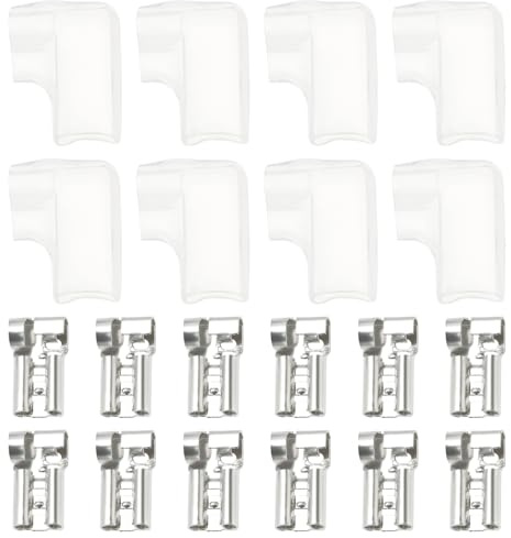 100 Cosses à Sertir Femelles Angle Droit 4,8mm avec 100 Manchons PVC pour Câbles 14-22 AWG/0,3-2,0mm² pour Interrupteur