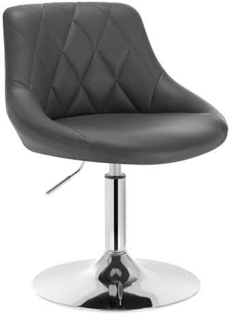 WOLTU Casa Sedia Alta per Cucina con Schienale in PU, senza Poggiapiedi, l'altezza può essere regolata tra 42-58 cm, Grigio, BH241gr-1