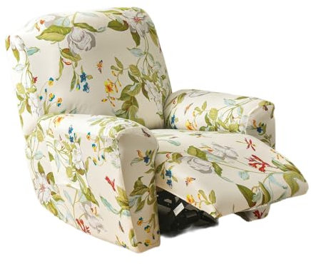 EBETA Sesselhussen Sesselüberwürfe Komplett Sesselschoner, 4-Teilig Elastisch Schonbezug Relaxsessel Bezüge Stretch Liegesesselbezug mit Taschen (Frühling)