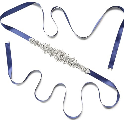 Anevous Strass Gürtel für Damen, Hochzeit Braut Taille Gürtel, Braut Taillengürtel, Elegante Brautgürtel Schärpengürtel Zubehör Frauen für Hochzeit, Party, Brautjungfernkleider, Ballkleid,Marineblau