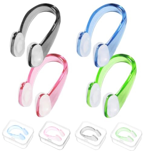 GEMMAHW Lot de 4 Bouchons de Nez pour Piscine, Bouchons de Natation pour Adultes, Clips de Nez de Natation, Bouchons de Natation synchronisés et débutants