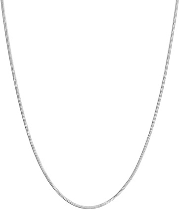 FOCALOOK Collana Donna Uomo Acciaio Inossidabile, Collana Catena Serpente Argento lunga 60cm, Catenina Acciaio Snake per Donna Uomo, Confezione Regalo