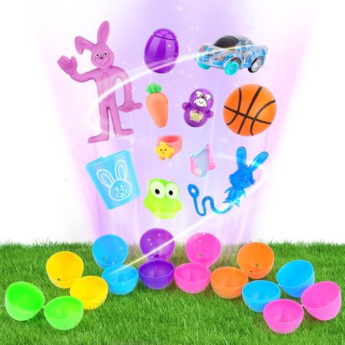 AmyBenton 50 Stück gefüllt Ostereier,Ideal für Osterpartys, Osterkörbe und Osterspielzeug Ostergeschenke für Kinder,Perfekte Partygeschenke, die Spaß und Bildung für Jungen und Mädchen