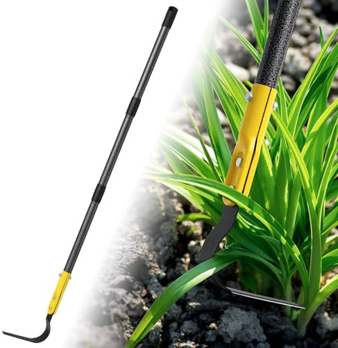 FLY HAWK Gartenhacke, 124cm L-Förmige Hacke Gartenwerkzeug aus Metall mit Scharfkantiger Klinge und Robust Verstellbare Griff zum Jäten, Lösen von Erde, von Grabenausheben