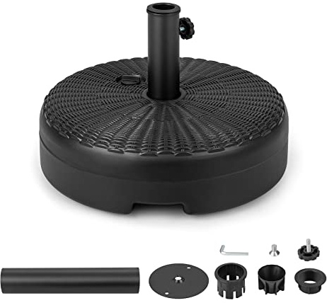 RELAX4LIFE Pied de Parasol Déporté à Remplir d'eau et Sable 30KG, Base de Parasol Rond Robuste en HDPE Convient aux Poteaux 38/48 MM, Dalla pour Jardin Terrasse Patio (30KG)