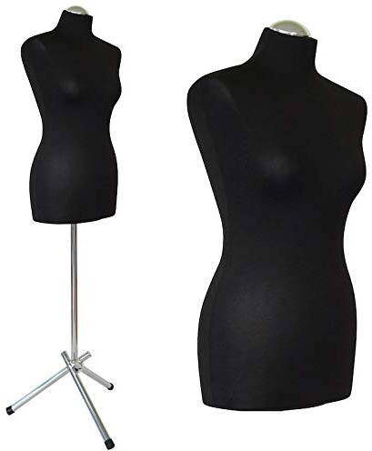DummyDoll Schneiderpuppe weiblich Größe 40/42, Überzug schwarz, Dreibein + Kappe Chrom