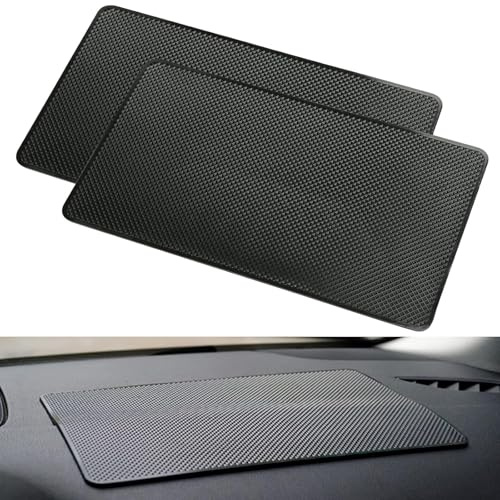 2 Pcs Non Slip Car Dashboard Mat 27x15cm Universal Anti Slip Car Dash Mat | Gel Mats Self-Adhesive Washable Dashboard Grip Mats Interior Accessories for Cars for Cell Phone Sunglasses Keys, Black