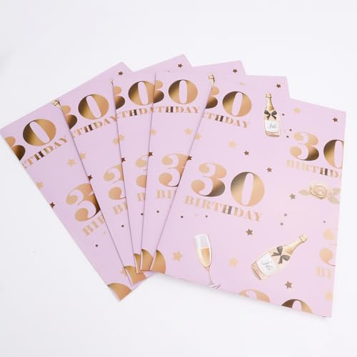 Gleemix Geschenkpapier Rose Gold, 30 Happy Birthday Wrapping Paper Jumbo Size 70 * 50cm, 5 Sheets Happy Birthday Paper With, Geschenkpapier Rolle, Geschenk Papier Kraftpapier für Girls Boys Women Kids