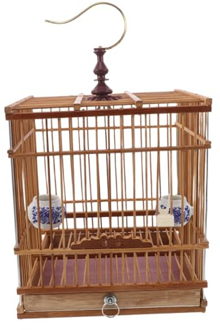 KOCKSHION Vogelkäfig Rechteckig Carbonisiertes Stabiler Nistkasten für Wellensittiche Zosterops Kanarienvögel Eleganter Vintage Käfig für Garten Balkon Büro Praktisches Design mit