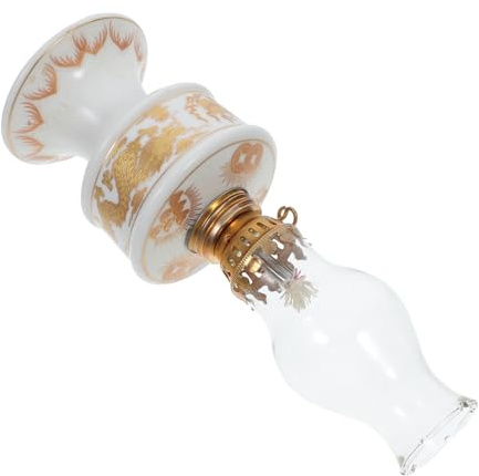 BAZEITFLOW Öllampe im Antiken Stil Rustikale Retro Petroleumlampe aus Keramik Vielseitig Einsetzbar für Heimdekor Camping und Outdoor Zuverlässige Notbeleuchtung Gaslampe mit Langem