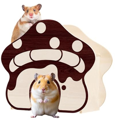 Generisch Hamsterhütte | Pilz- | Hamsterhaus aus Holz | Pilze Formen kausicheren Lebensraum | Hamsternest aus Holz | Für Hase, Rennmaus, Kleintier, Frettchen, Igel,