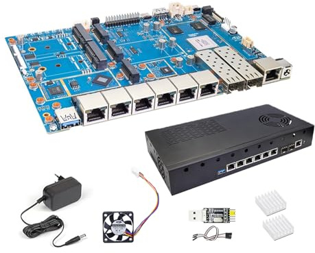 Banana Pi BPI R4 Pro WiFi 7 Router OpenWrt, MT7988A CPU 4/8GB DDR4 RAM 4X 2,5G Ethernet Port 2X 10G Fibra óptica Port Soporta 4G/5G, para Smart Home NAS Gateway Internet Service Router (KIT2,8 GB RAM)