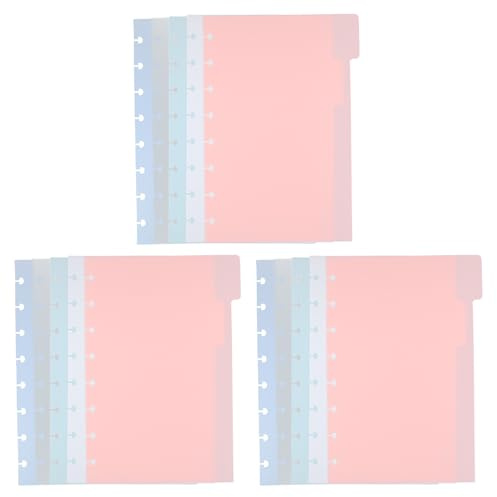 Parliky Divisori per Indici di Raccoglitori in Pp con Fori a Funghetto, Set da 3 X 5 Pagine Colorate con Linguette Scrivibili, Schede per Quaderni e Organizer Scolastici, Pagine Divisorie