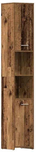 YUTAASU Armadietto alto effetto legno anticato, 30 x 30 x 183,5 cm, mobile da bagno con molto spazio per articoli da toeletta, superficie liscia facile da pulire, supporto da parete incluso