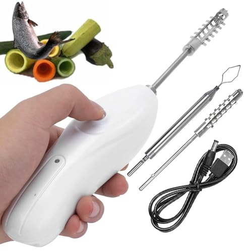 Corer elettrico per frutta e verdura con 2 teste di taglio, strumento portatile per rimuovere i semi in acciaio inossidabile per la cucina