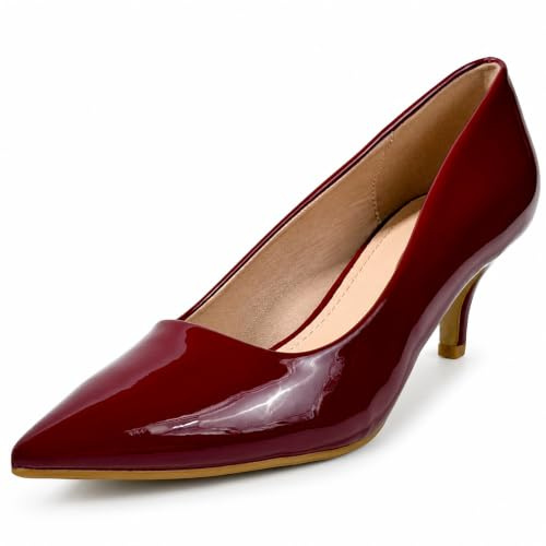 MISSCAI Zapatos de Tacón Mujer Elegantes Zapatos de Salón Efecto Charol con Punta Fina Tacón Medio 5,5 cm Zapatos de Vestir para Oficina Boda Fiesta Ceremonia