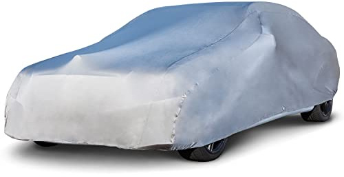 Budge Indoor Stretch Car Cover, Premium Dustproof Protection with Soft Fleece Lining, Breathable Indoor Car Cover Fits Vehicles up to 200 Inches, Gray
