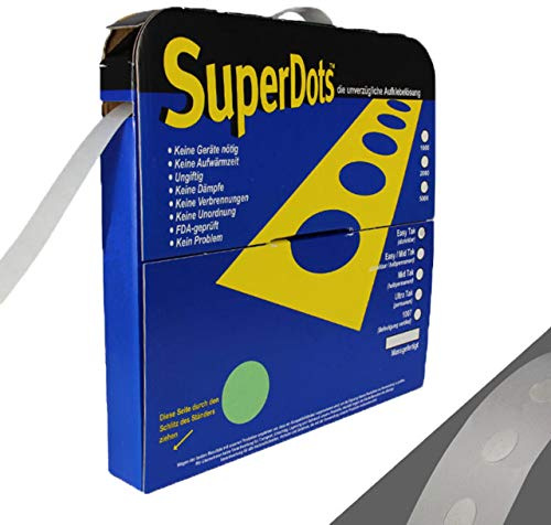 Superdots Klebepunkte doppelseitig Ø 10 mm, 5000 Stk., Midtak ablösbar | Hotmelt-Klebedots, ideal für Produktproben, im praktischen Spenderkarton