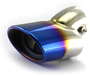 Momoap 1Pcs Blue Car Stainless Steel Tailpipe Trims Exhaust Muffler Tail Pipe Tip for Honda HRV HR-V 2016-2017-2018-2020