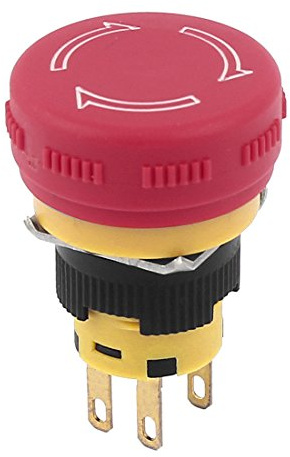 Aexit 16mm 4 Broche DPST Tête bombée rouge bouton-poussoir d'arrêt d'urgence 537J533