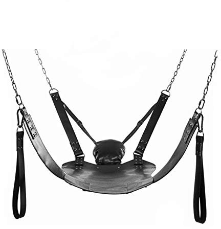 Sex Schaukel für Paare SM Lederschlinge Sex Hängematte - Leder Bett Hängematte und Kissen Erotikspiele Sexspielzeug Sexschaukel für Erwachsene（Ohne Regal und 4 Schlingen）